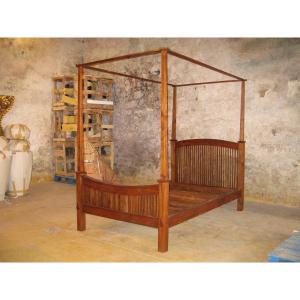 English Colonial Canopy Bed, Rangoon Burma Late 19th Century.