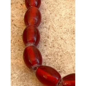 Pair Of Translucent Red Glass Paste Necklaces Province Kachin, Kayah Ethnic Group, Burma