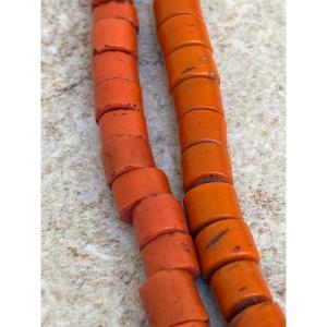 Pair Of Orange Glass Paste Necklace, Kayah Ethnic Group, Kayah Province, Eastern Burma