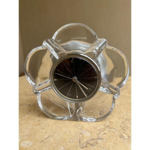 Daum Vintage Flower Crystal Desk Clock