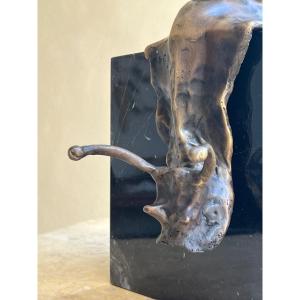 Animal Bronze Hyperrealism Snail Black Marble Base 