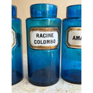 3 Blue Pharmacy Pots XIX Century