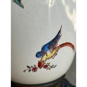 19th Century Ceramic And Brass Oil Lamp