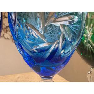 6 Saint Louis Crystal Colored Glasses 