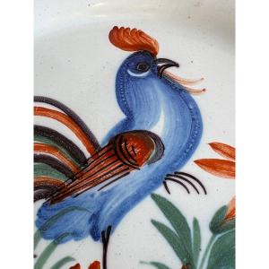 3 Antique Earthenware Rooster Plates By Auvillar, 19th Century 