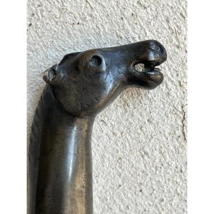 Monk's Cane Horse Head Knob 19th Century Burma