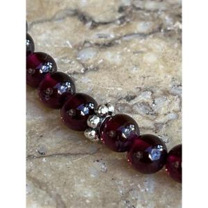 Burmese Garnet And Silver Necklace 