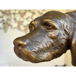 Setter Dog, Terracotta And Bronze-colored, Stamped Rubens Capaldo