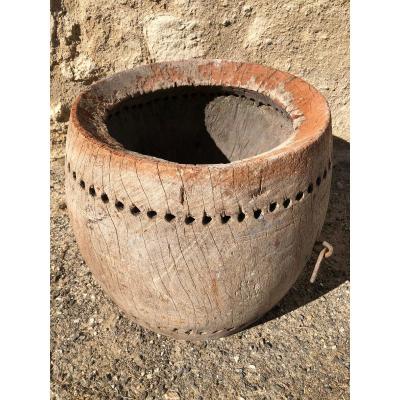 Burma Buddhist Procession Teak Drum Barrel