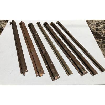 Lot Of 7 British Colonial Brass Targettes For Doors And Windows, Burma.