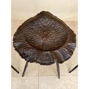 Four Lotus Leaf Bronze High Stool, Designer Suchada Supantamart