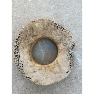 Coin "maulavata" Fossilized Shell Tridacna Gigas, Island Of Choiseul, Solomon Archipelago