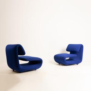 Etienne Henri Martin, Pair Of Armchairs Série 1500, Mobilier National, Tfm Ed, Circa 1960