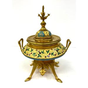 Covered Cup - Gilt Bronze And Cloisonne Enamels - Alphonse Giroux - 19th Century