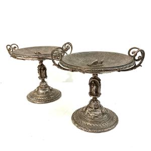 Pair Of Cups - Silvered Bronze - Renaissance Style - Louis Philippe Period