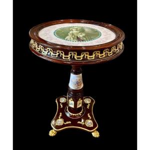 19th Century Pedestal Table With Portrait Of Mary Graham