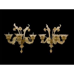 Pair Of Murano Wall Sconces, Venice