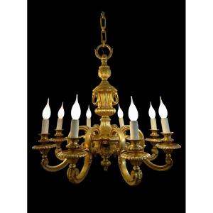 Louis XVI Style 8-light Gilt Bronze Chandelier