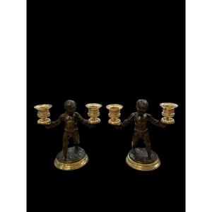 Pair Of Bronze Candlesticks