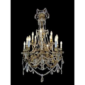 Gilt Bronze And Cut Crystal Cage Chandelier From The XIXᵉ Century
