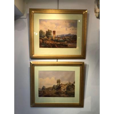 Pair Of Nineteenth Tempera