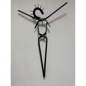 Stylized Sculpture Of A Christ Made Of Old Blacksmith Elements From The 1950s