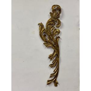 Acanthus Leaf Sculpture In Gilded Wood, Early 19th Century
