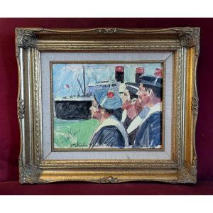 The Embarkation, Gouache Painting From The 1930s-1950s