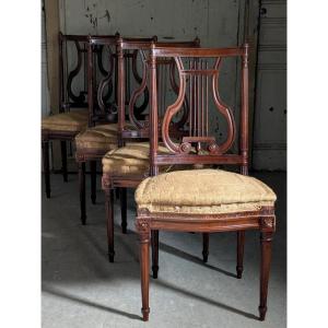 Set Of 4 Louis XVI Style Lyre Chairs