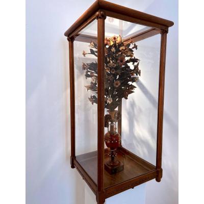 A Vase With Flowering Plant - Ca. 1900 - Wood Carving - Leuven