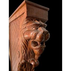 Two Wooden Elements Of A Decorative Fireplace. Neo-renaissance.