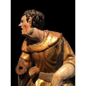 Element Of Antwerp Altarpiece Representing A Shepherd - Circa 1520 - Carved In Oak Wood