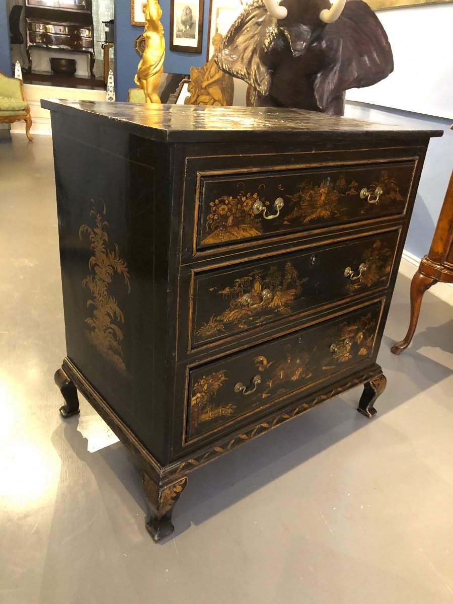 Coppia di commode inglesi laccate a chinoiserie-photo-4