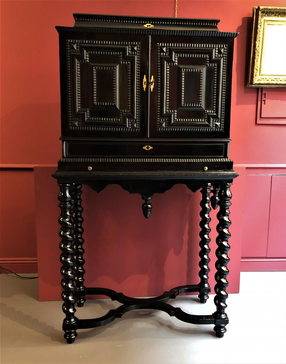 Cabinet Anversoise Ebene Et Ecaille De Tortue XVIIe Siecle-photo-2