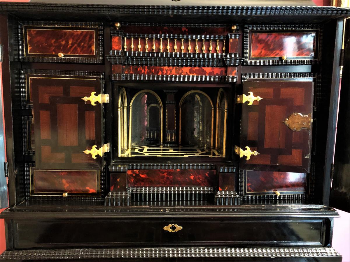 Cabinet Anversoise Ebene Et Ecaille De Tortue XVIIe Siecle-photo-4