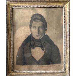 Drawing 1838, Young Man With Bow Tie. Amédée Binet Du Jassonneix.