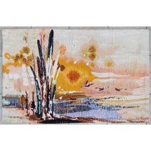 Screen-printed Tapestry Based On A Cartoon By Le Guen