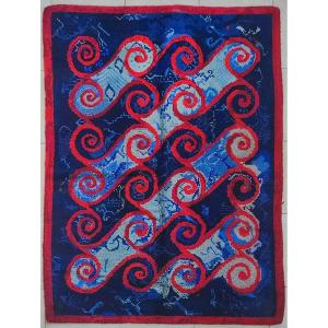 French Knotted Rug On Canvas, 1970s