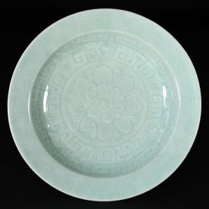 Celadon Glazed Lotus Dish - China 18th Century Qianlong Period