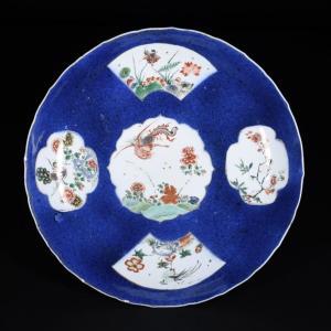 Powder Blue Saucer Dish, Famille Verte - China 18th Century, Kangxi Period