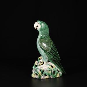 Large Famille Verte Figure Of A Parrot  - China 18th Century Kangxi Period