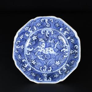 Blue And White "galloping Horse" Dish - China 17th Transitional Period