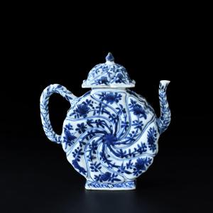 A Rare Blue And White Spherical Teapot - China, 18th Century, Kangxi Period