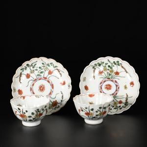 A Pair Of Famille Verte Cups And Saucers - China, 18th Century, Kangxi Period
