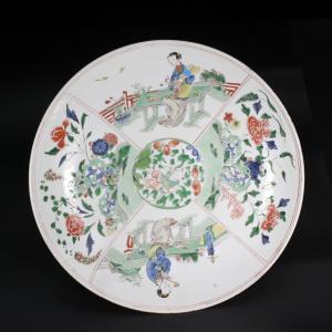 A Famille Verte Symmetrical “court Ladies” Saucer - China 18th Kangxi Period