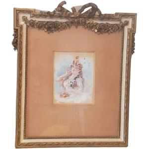 A.leroux Watercolor Orientalist Woman In Profile