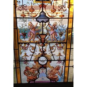 Stained Glass Renaissance Stained Glass Attributed To J.vantillard Silver Yellow Enamels Circa 1880