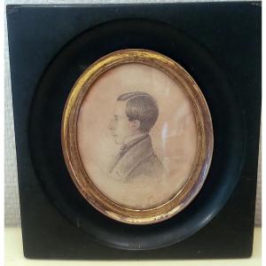 Physionotrace Portrait Drawing Notable Man In Profile Late Nineteenth Signed Drawing