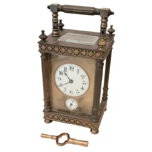 Bronze And Brass Officer's Travel Clock In Rectangular Shape 