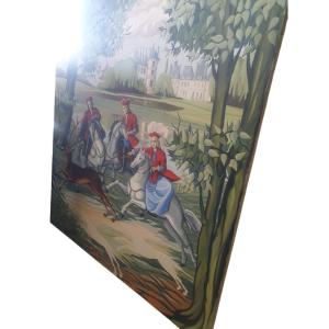 Hst French School Hunting Scene 195 Cm X 165 Cm Circa 1950